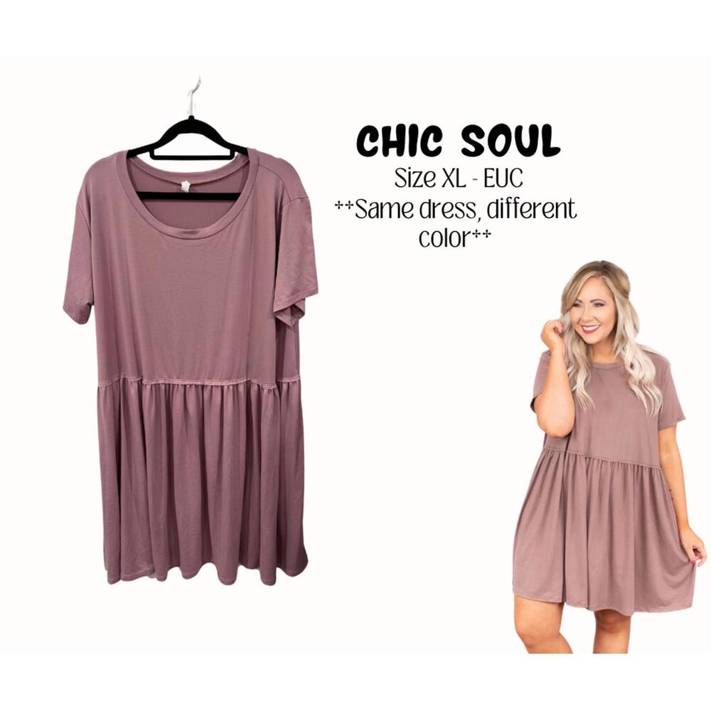 Chic Soul Mauve Short Sleeve Babydoll Dress XL EUC